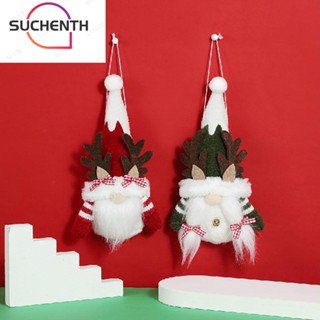 Suchenth ตุ๊กตาเขากวางไร้หน้า สีแดง สีเขียว สําหรับแขวนตกแต่งบ้าน ต้นคริสต์มาส เทศกาลรูดอล์ฟ 22x12x5 ซม.