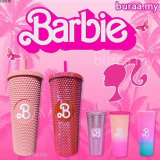 [สต็อก] สีชมพูBarbi Cup,อุปกรณ์ปาร์ตี้บาร์บี้Barbiesภาพยนตร์ฟางขวดน้ำ,Bling Bling Barbiee Studded Tumblerพร้อมฟางถ้วยเครื่องดื่ม