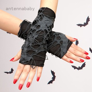 ถุงมือคอสเพลย์ AB Gothic Fingerless สีดํา สไตล์พังก์ร็อค สําหรับปาร์ตี้ฮาโลวีน