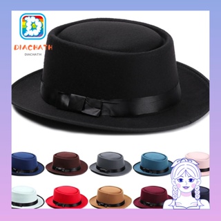 Diachath Fedora หมวกปีกกว้าง ผ้าวูล สไตล์คาวบอย วินเทจ แฟชั่นฤดูใบไม้ร่วง ฤดูหนาว