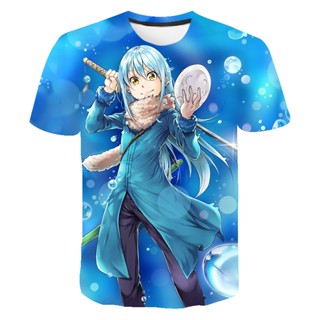 เสื้อยืดคอกลม พิมพ์ลายการ์ตูนอนิเมะ Rimuru Tempest 3 มิติ ลําลอง แฟชั่นฤดูร้อน สําหรับเด็กผู้ชาย และเด็กผู้หญิง