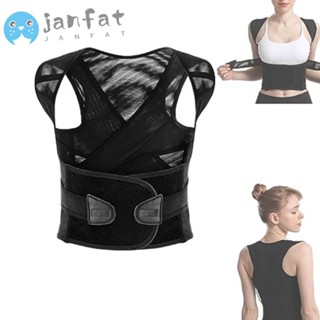 Janfat เครื่องหนีบผมตรง ด้านหลัง ระบายอากาศ สบาย ท่าทาง หลัง เข็มขัด สีดํา ปรับได้ พยุงไหล่ รั้ง ผู้ชาย