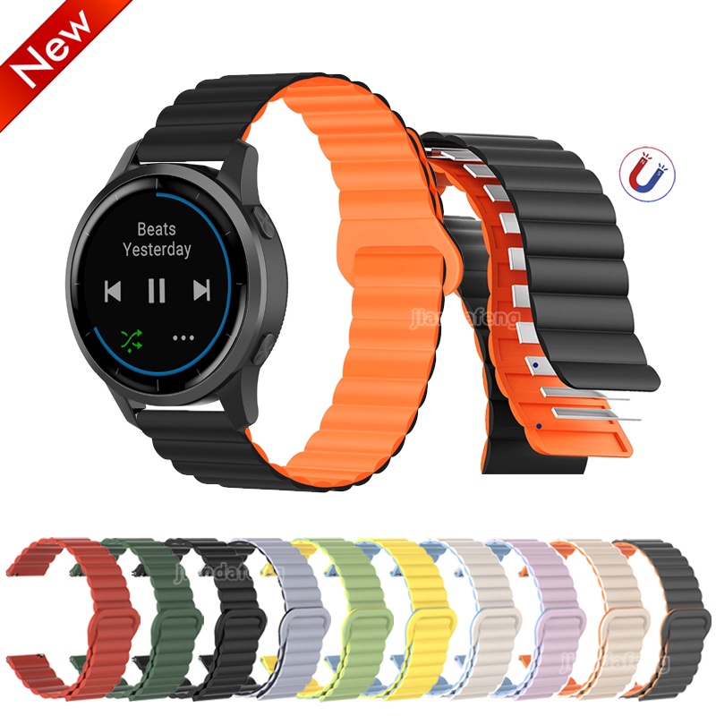 สายรัดแม่เหล็กซิลิโคนสําหรับ Garmin Vivoactive 6 5 4 3 Music Loop Buckle สายรัดข้อมือ