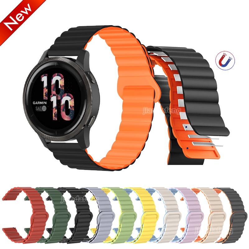 สายรัดแม่เหล็กสําหรับ Garmin Venu 4 3 2 plus Vivoactive 6 5 4 Vivomove 3 สไตล์ Luxe HR แนวโน้มกีฬา Approach S12 S40 S42 สายรัดข้อมือหัวเข็มขัด