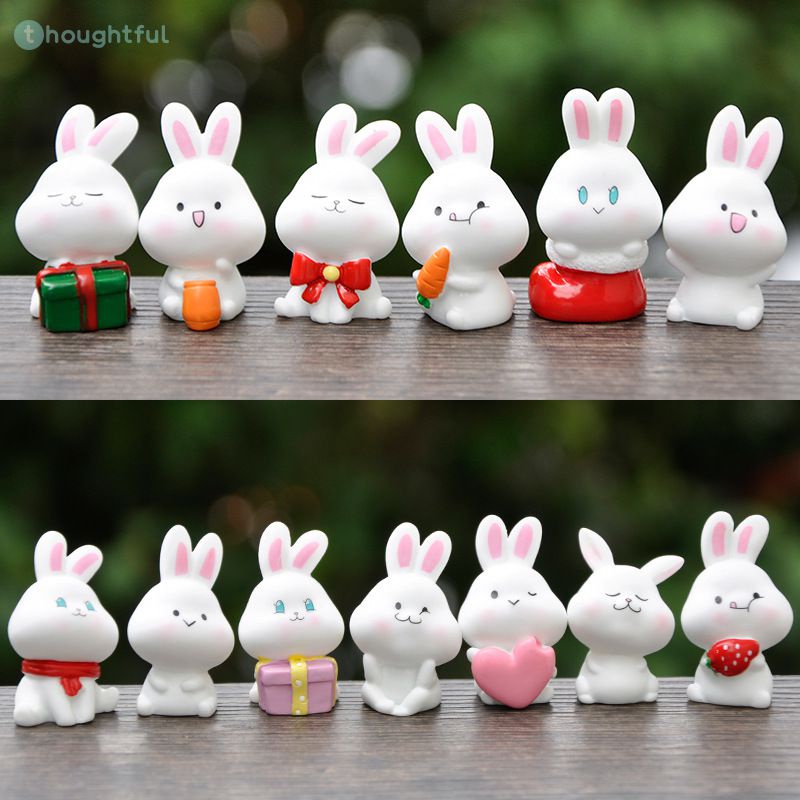 Cod Mini Bunny เดสก์ท็อปเครื่องประดับ Kawaii ตกแต่งโต๊ะ Micro Landscape เรซิ่นเครื่องประดับเดสก์ท็อปตกแต่ง Th