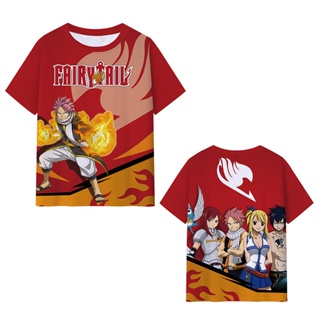 เสื้อยืดลําลอง แขนสั้น พิมพ์ลายอนิเมะ Fairy Tail 3 มิติ โอเวอร์ไซซ์ แฟชั่นฤดูร้อน สไตล์ฮาราจูกุ สําหรับเด็กผู้ชาย และเด็กผู้หญิง