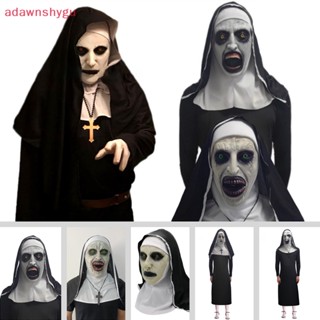 Adagu หน้ากากยาง รูป The Horror Scary Nun พร้อมผ้าพันคอ สําหรับแต่งคอสเพลย์ฮาโลวีน