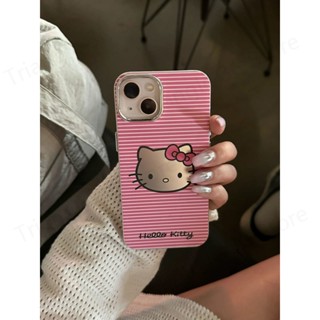 เคสโทรศัพท์มือถือแบบกระจก กันกระแทก ลายแมวคิตตี้ สีชมพู สําหรับ Iphone 14PRO max 13 12 11 14PRO 13 12 11 XR