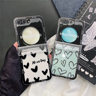 เคสโทรศัพท์มือถือแบบแข็ง PC ฝาพับ ลายธีม LOVE สําหรับ Samsung Z Flip 5 Z Flip 4 Z Flip 3