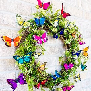 New Simulation Butterfly Flying Garland Butterfly Wreath Front Door Decoration