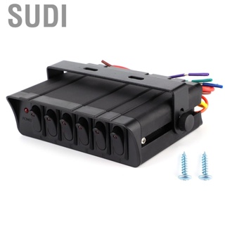 Sudi 6-Gang Toggle Rocker Switch Box Controller Panel 3P Red Light Universal for 12V-24V Car RVs Marine Boat Yacht