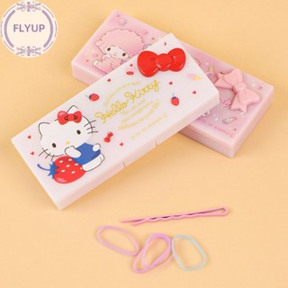 Flyup Kawaii Sanrios กล่องเก็บเครื่องสําอาง ผ้าฝ้าย ลายการ์ตูน Hello Kitty กันน้ํา แบบพกพา