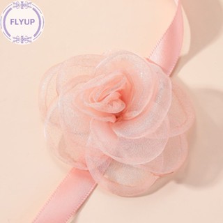 Flyup Camellia สร้อยคอโช้กเกอร์ ประดับโบว์ ลายดอกไม้ สไตล์วินเทจ เครื่องประดับ สําหรับผู้หญิง