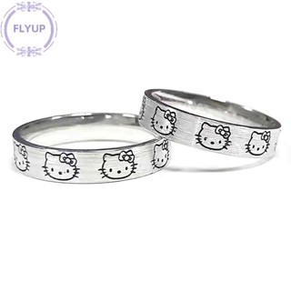 Flyup Sanrio แหวนนิ้วมือ ลายการ์ตูน Hello Kitty สีเงิน สําหรับผู้หญิง TH