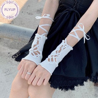 Flyup ถุงมือแขนลูกไม้ แต่งระบาย สไตล์โลลิต้า โกธิค สําหรับผู้หญิง DIY 1 คู่