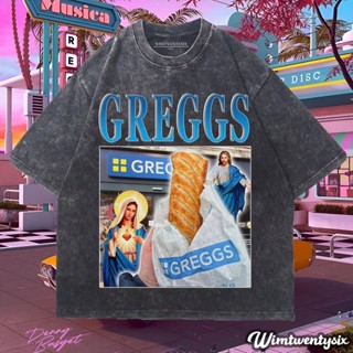 เสื้อยืด โอเวอร์ไซซ์ พิมพ์ลาย Wimtwentysix "greggs homage style" | เสื้อยืด สไตล์วินเทจ