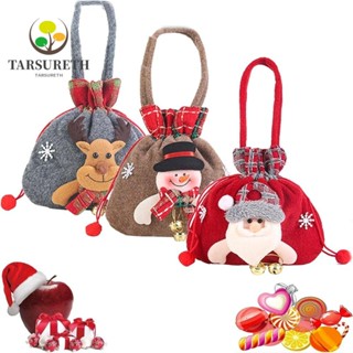 Tarsureth ถุงของขวัญคริสต์มาส ผ้าไม่ทอ ซักล้างได้ สีแดง สําหรับตุ๊กตาซานต้า สโนว์แมน