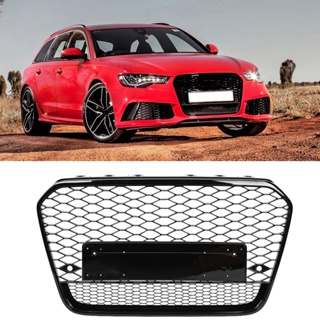 Super Motor Front Sport Hex Mesh Honeycomb Hood Grill สีดำสำหรับ A6/S6 C7 12-14