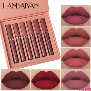 Handaiyan 6 สีแฟชั่น Liquid ลิปสติก Lipgloss ชุด Natural Moisturizer กำมะหยี่กันน้ำ yuee