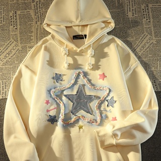 2703 American retro star patch ปักเสื้อกันหนาวสำหรับผู้ชายและผู้หญิงฤดูใบไม้ร่วงและฤดูหนาวลมขี้เกียจออกแบบเสื้อคู่