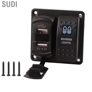 Sudi Rocker Switch Panel 12V12V-24V Black IP65  2 Gang