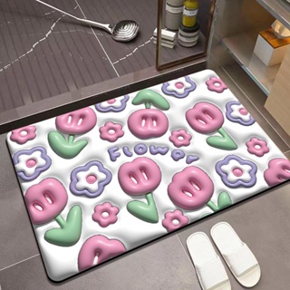 Family Shorage Diatomaceous Earth Bath Mat พรมกันลื่น 3D รูปแบบแห้งเร็ว พรมปูพื้นห้องน้ำ