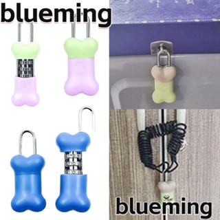 Blueming2 กุญแจล็อกตู้ หอพัก โลหะผสมสังกะสี รูปกระดูก 3 หลัก กันขโมย สุ่มสี