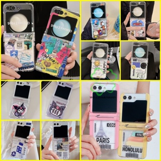 เคสโทรศัพท์มือถือแบบแข็ง ใส กันกระแทก ลายฉลากแฟชั่น สําหรับ Samsung Galaxy Z Flip 5 Z Flip 4 Z Flip 3 Z Flip5 4