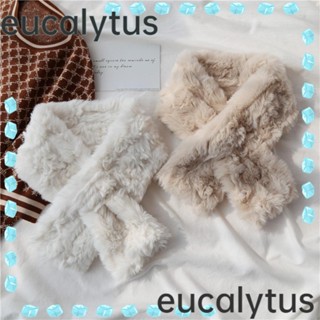 Eucalytus1 ผ้าพันคอ ผ้ากํามะหยี่ขนนิ่ม สีพื้น ป้องกันคอ แบบหนา เหมาะกับฤดูหนาว สําหรับผู้หญิง