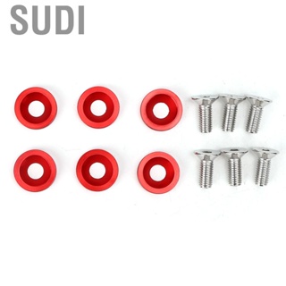 Sudi 6pcs M8 Decorative Red Washers Screws Universal for Automobile Car  Bumper Engine Cover Auto Accessories