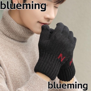 Blueming2 ถุงมือถัก ถุงมือขับรถ ผ้ากํามะหยี่ขนนิ่ม แบบหนา กันลื่น ให้ความอบอุ่น แฟชั่นฤดูหนาว สําหรับผู้ชาย