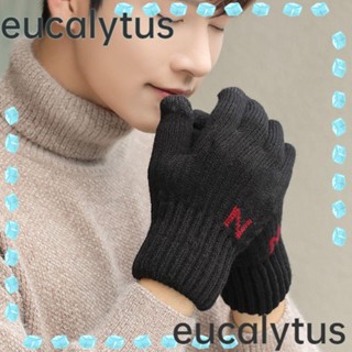 Eucalytus1 ถุงมือถัก ถุงมือขับรถ กันลื่น ผ้ากํามะหยี่ขนนิ่ม หนา ให้ความอบอุ่น แฟชั่นฤดูหนาว สําหรับผู้ชาย