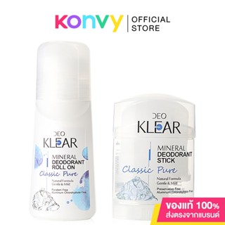 DEOKLEAR Set 2 Item Classic Pure Mineral Deodorant Stick 70g + Roll On Classic Pure 65ml.