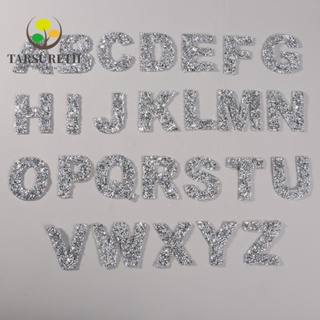 Tarsureth สติกเกอร์ตัวอักษร ประดับพลอยเทียม มีกาวในตัว ขนาดใหญ่ 2 นิ้ว สีเงิน สําหรับติดตกแต่งเสื้อผ้า กระเป๋า 26 ชิ้น