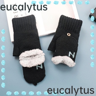 Eucalytus1 ถุงมือ แบบครึ่งนิ้ว ผ้ากํามะหยี่ขนนิ่ม หนา ให้ความอบอุ่น แฟชั่นฤดูใบไม้ร่วง ฤดูหนาว