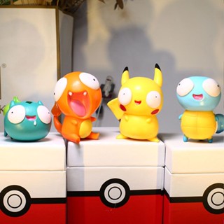 ตุ๊กตาฟิกเกอร์ Yusan Silly Big-Eyed Pikachu Jenny Turtle Frog Seed Little Fire Dragon น่ารัก เครื่องประดับ สําหรับตกแต่งรถยนต์