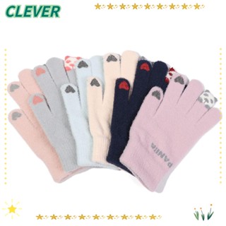 Clever ถุงมือแฟชั่น แบบเต็มนิ้ว สัมผัสหน้าจอได้ ลายการ์ตูนแมว