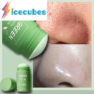 สีเขียว/สีม่วงชา Mask ลบสิวหัวดำ Anti-acne Moisturizing Beauty Facial Skin Clean Whitening Mask Stick Oil Moisturizer ICECUBES