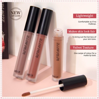 Qibest หมอกพื้นผิว Lip Glaze Matte Velvet Smooth Moisturizing ลิปสติกไม่ซีดจางสีสูง Rendering Long Lasting Lip แต่งหน้า JOYFEEL