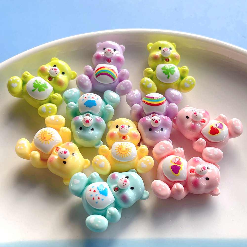 [4 #] Jibbitz Crocs ใหม่ บักเกิลติดรองเท้า เรซิ่น ลายการ์ตูนหมี แฮนด์เมด 2.5 * 2.7 ซม. DIY SC