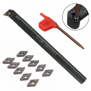 1pc S12M-SDUCR07 Turning Tool Holder + 10pcs DCMT0702 Carbide Insert + Wrench