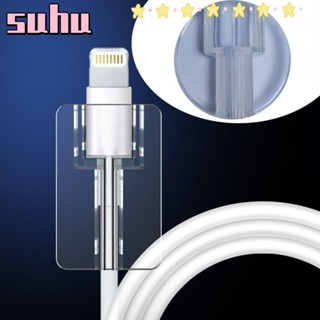 Suhuhd ตัวถนอมสายชาร์จ แบบใส TPU สําหรับ iPhone Home