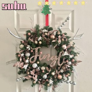 Suhuhd พวงหรีด 3 ชิ้น ไม้แขวนเสื้อ Navidad Natal Over Door Hanger Organizer คริสต์มาสตะขอ