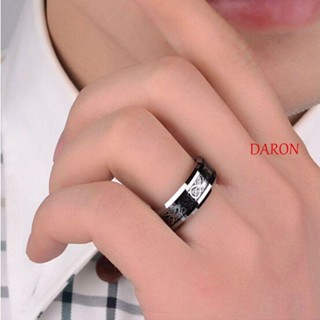 Daron แหวนสเตนเลสไทเทเนียม ลายมังกร สีดํา สีเงิน