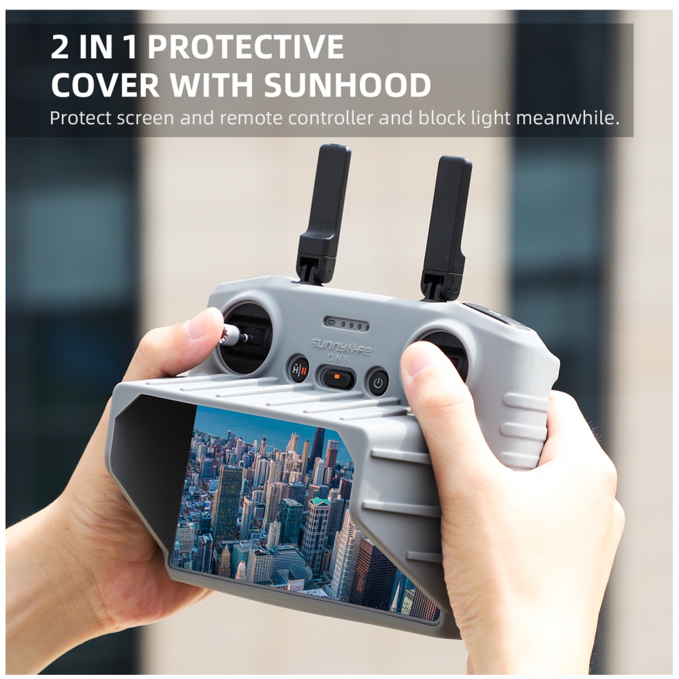 เหมาะสําหรับ DJI FLIP/AIR 3S/Mini4 Pro RC 2 ฝาครอบซิลิโคนรีโมทคอนโทรล AIR 3 RC 2 เคสป้องกันการตกและรอยขีดข่วนพร้อมโล่ไฟ