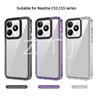 เคสโทรศัพท์กันกระแทก Realme C53 C55 แผงด้านหลัง แบบใส ไม่เหลือง ป้องกันลายนิ้วมือ กันกระแทก