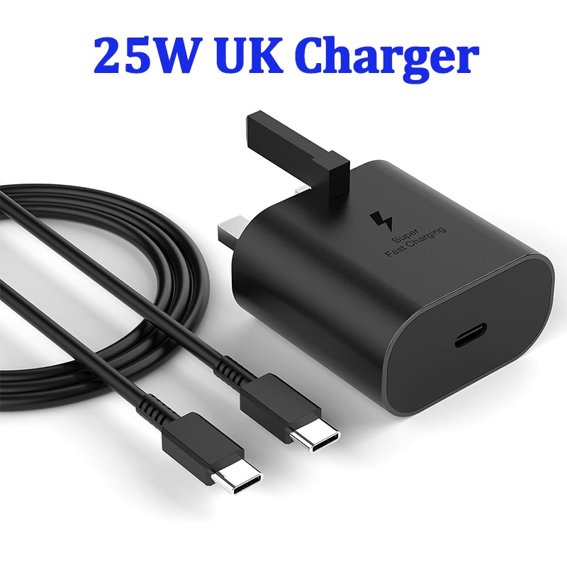สําหรับ Samsung 25w UK Plug Super Charger Adapter Type C Cable