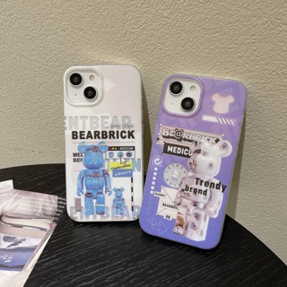 เคสไอโฟน เคสโทรศัพท์มือถือ ฟิล์มสองด้าน กันลื่น ลายหมีโหด สําหรับ iPhone 14 13 12 pro max