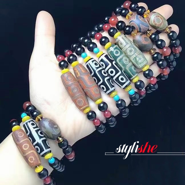 Dzi สร้อยข้อมืออาเกต สําหรับคู่รัก แฟชั่น ลูกปัด สร้อยข้อมือ เครื่องประดับจีน เครื่องประดับ
