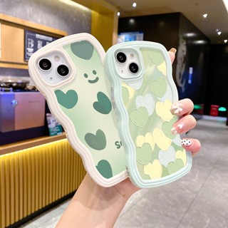 เคสโทรศัพท์มือถือ ซิลิโคนนิ่ม TPU กันฝุ่น กันกระแทก ลายหน้ายิ้ม สีเขียว 2 In 1 สําหรับ iPhone 15 14 13 12 11 Promax 6 6S 7 8 Plus X XR XSMax SE